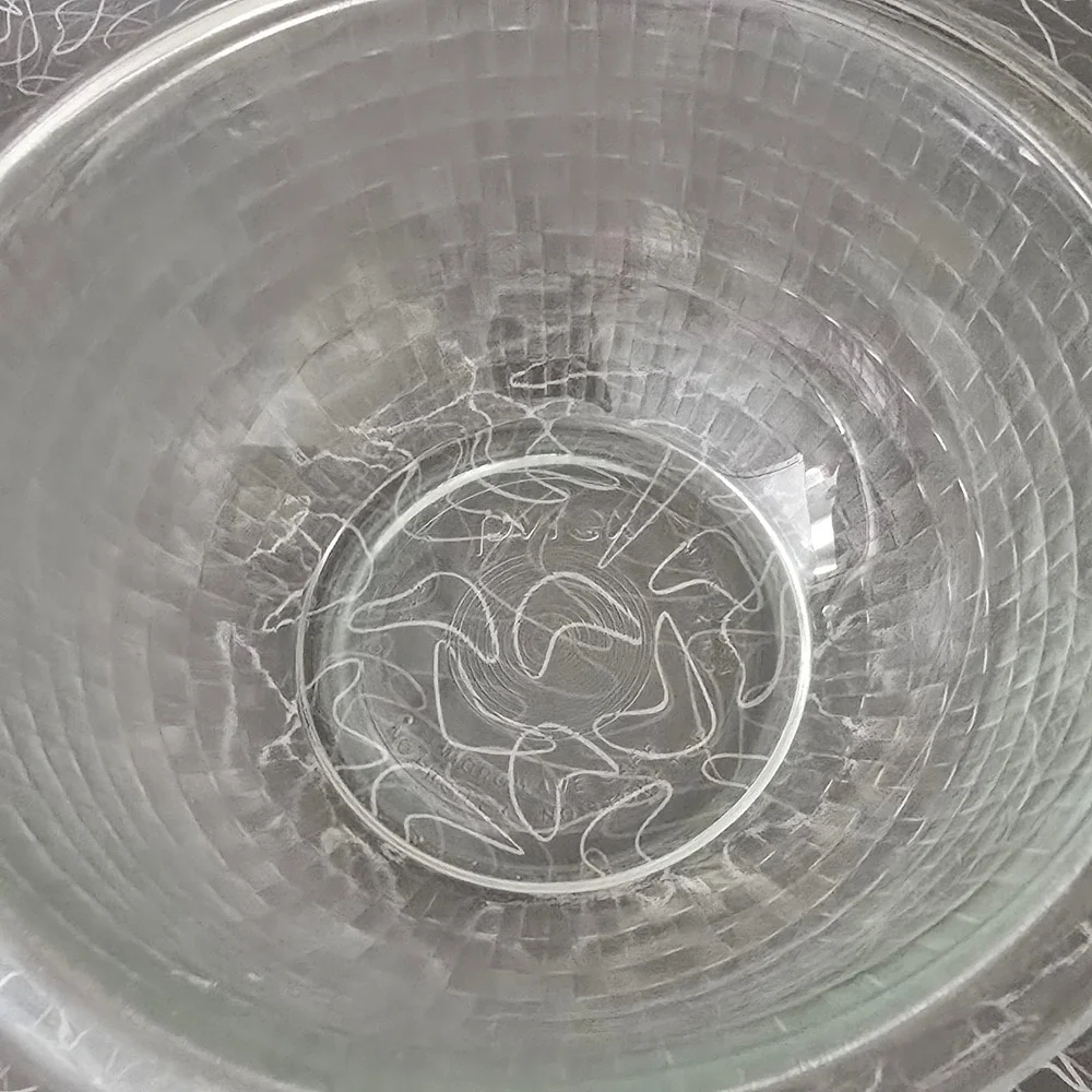 Pyrex 322 Sculpted Glass Mixing Bowl 1QT 950ml Clear Textured Grid MCM USA